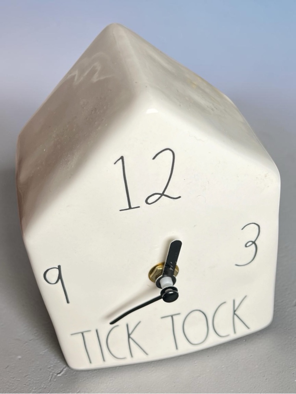 Rae Dunn Cream Ceramic 'Tick Tock' House Clock